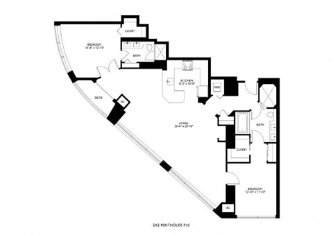 A black and white floor plan of a 221 Pinhouse.